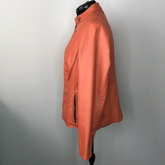 Relativity Cabachonor faux leather moto jacket rust color sz 1X - Picture 4 of 7